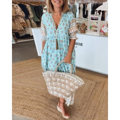 Mana | Chic Floral V-Neck Dress